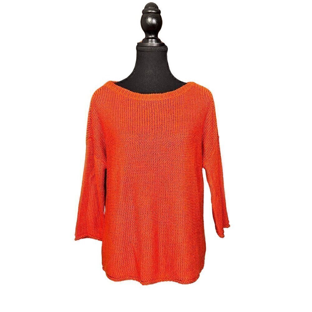 Lauren Ralph Lauren Open Knit Lightweight Boatneck Sweater, Orange, Size Small